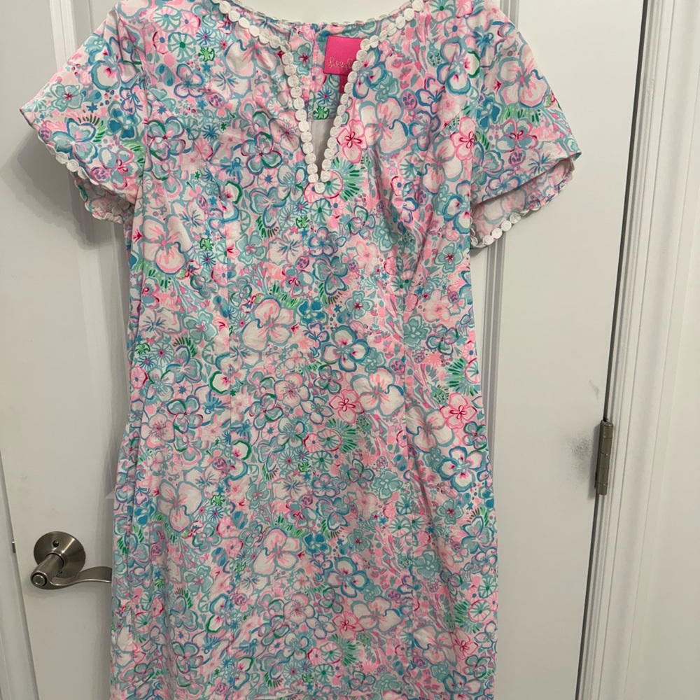 Lilly Pulitzer Pink Blue Green Floral Shift Dress! Size 12!
